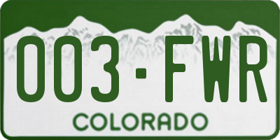 CO license plate 003FWR