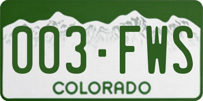 CO license plate 003FWS