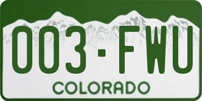 CO license plate 003FWU