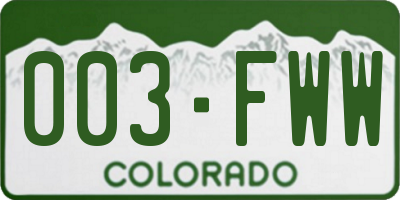 CO license plate 003FWW