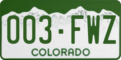 CO license plate 003FWZ