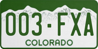 CO license plate 003FXA