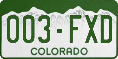 CO license plate 003FXD