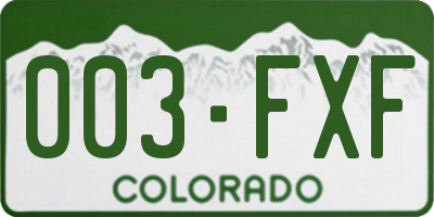 CO license plate 003FXF