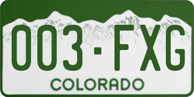 CO license plate 003FXG