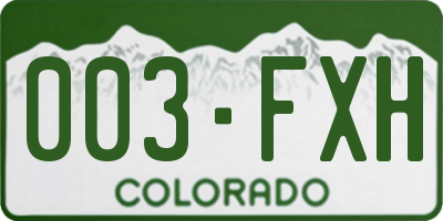 CO license plate 003FXH