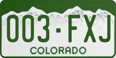 CO license plate 003FXJ