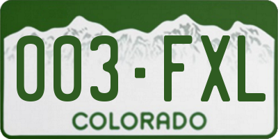 CO license plate 003FXL