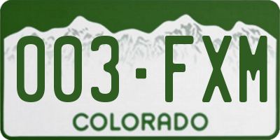 CO license plate 003FXM