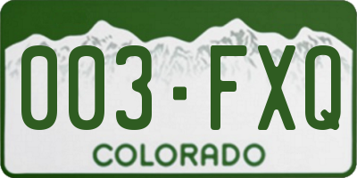 CO license plate 003FXQ