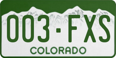 CO license plate 003FXS