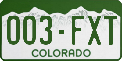 CO license plate 003FXT