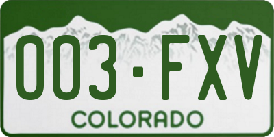 CO license plate 003FXV