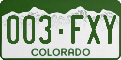 CO license plate 003FXY