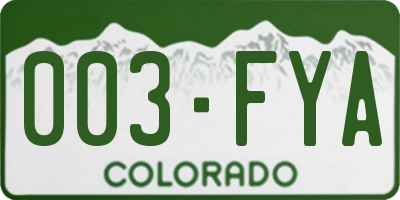 CO license plate 003FYA