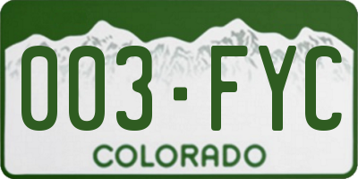 CO license plate 003FYC