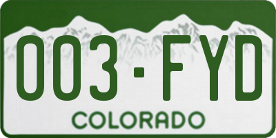 CO license plate 003FYD