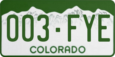 CO license plate 003FYE