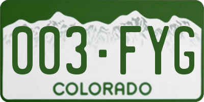 CO license plate 003FYG