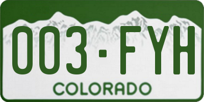 CO license plate 003FYH