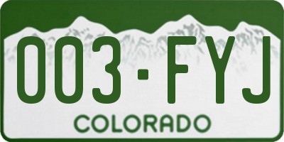 CO license plate 003FYJ