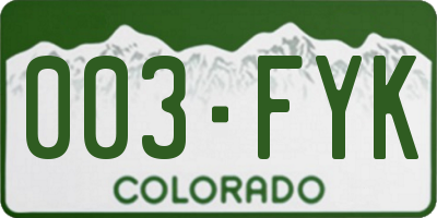 CO license plate 003FYK