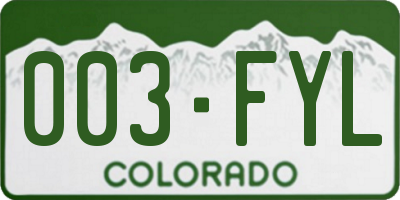 CO license plate 003FYL