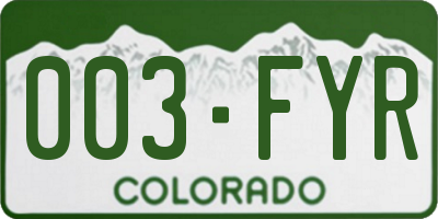 CO license plate 003FYR