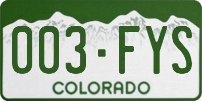 CO license plate 003FYS