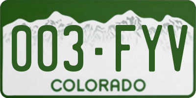 CO license plate 003FYV