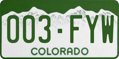 CO license plate 003FYW