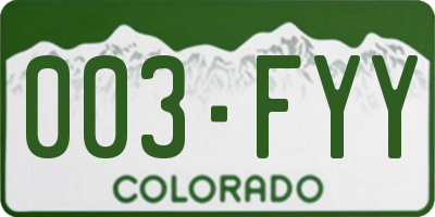 CO license plate 003FYY