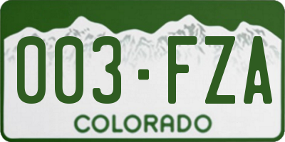 CO license plate 003FZA