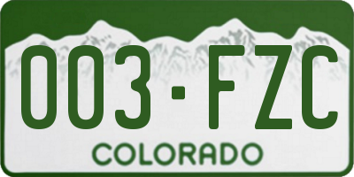 CO license plate 003FZC