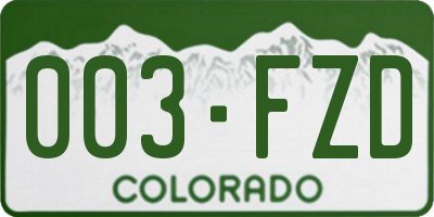 CO license plate 003FZD