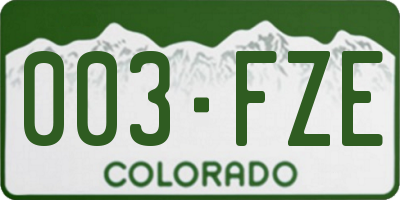 CO license plate 003FZE