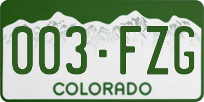 CO license plate 003FZG