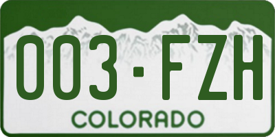 CO license plate 003FZH