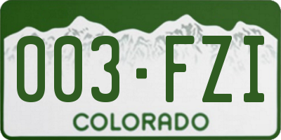 CO license plate 003FZI
