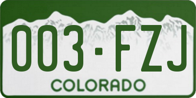 CO license plate 003FZJ