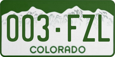 CO license plate 003FZL