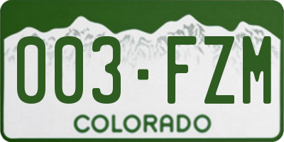 CO license plate 003FZM