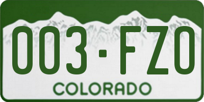 CO license plate 003FZO