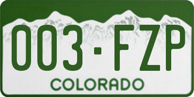 CO license plate 003FZP