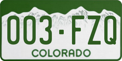 CO license plate 003FZQ