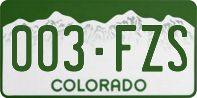 CO license plate 003FZS