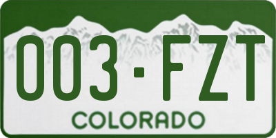 CO license plate 003FZT