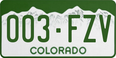 CO license plate 003FZV