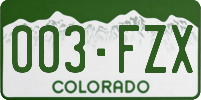 CO license plate 003FZX