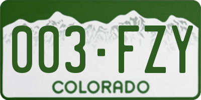 CO license plate 003FZY